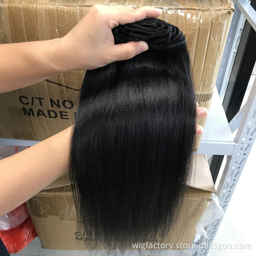 Yaki straight hair extensions clip in set,hair extension clip in 100% remy hair long, human hair extensions clip ins